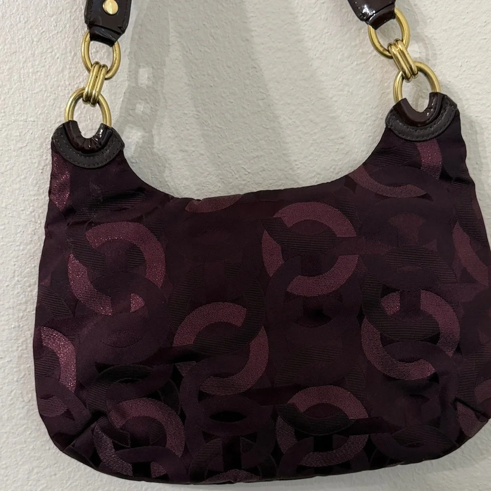 Coach Plum Jacquard Hobo Bag with Gold Hardware